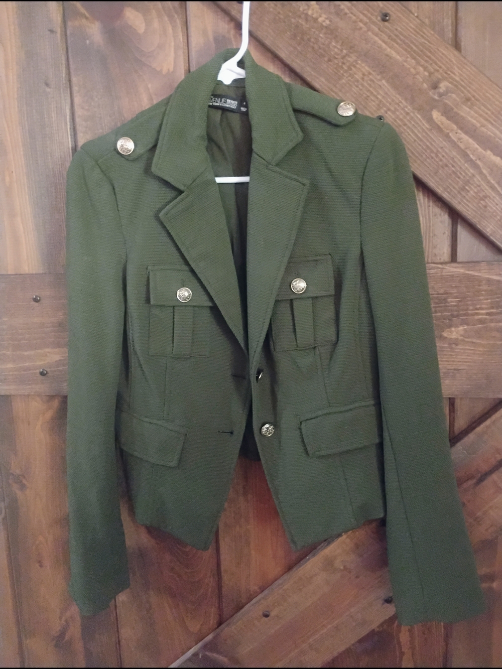 New York & Company Military-Inspired Olive Green Women's Blazer Jacket